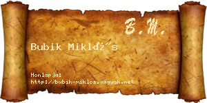 Bubik Miklós névjegykártya